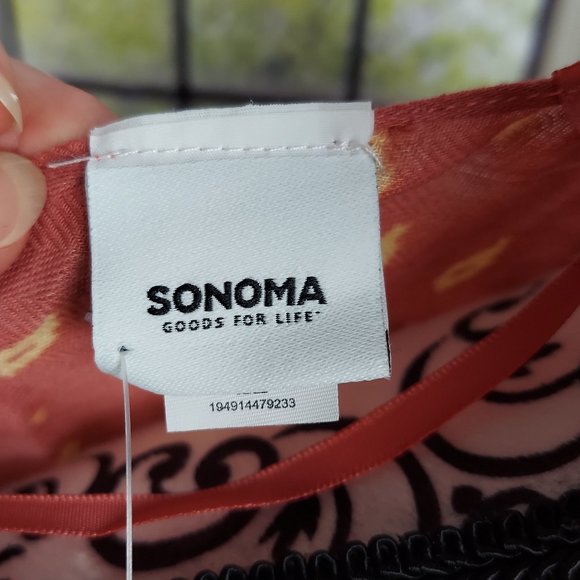 NWT SONOMA ZUMO GEO TACKED RUANA (CORAL & YELLOW / OS) - Picture 14 of 15